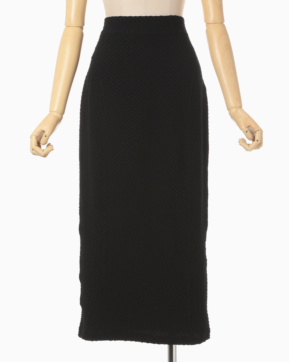 Shirring Jersey Jacquard Pencil Skirt - black - Mame Kurogouchi