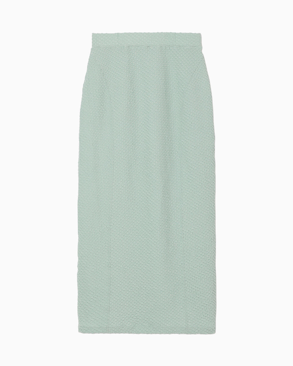 Shirring Jersey Jacquard Pencil Skirt - light blue - Mame Kurogouchi