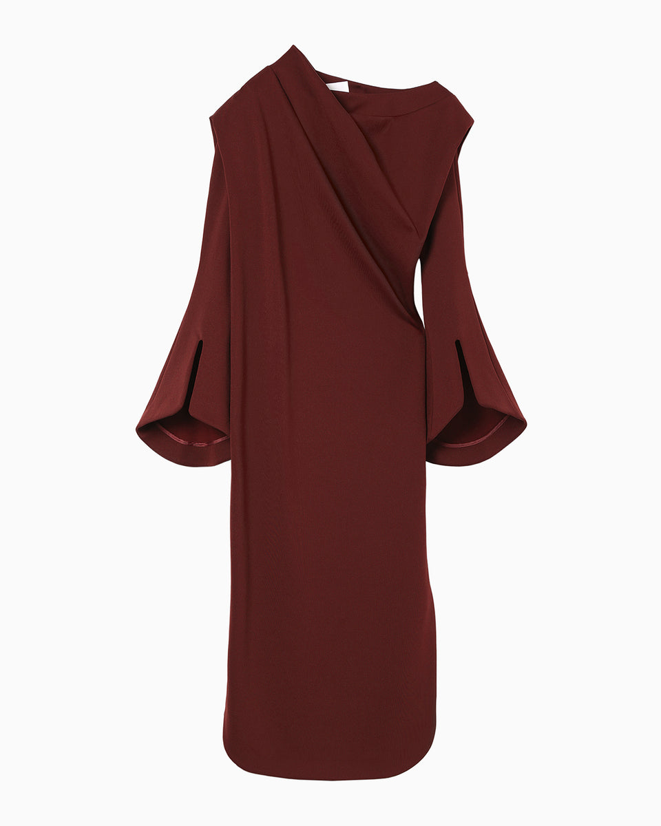 Double Jersey Asymmetric Dress - bordeaux - Mame Kurogouchi