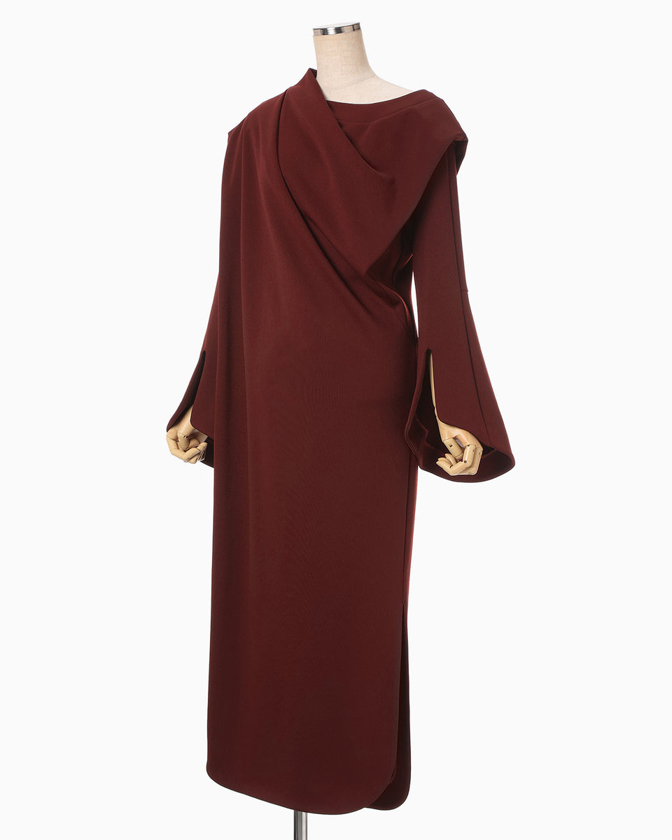 Double Jersey Asymmetric Dress - bordeaux - Mame Kurogouchi