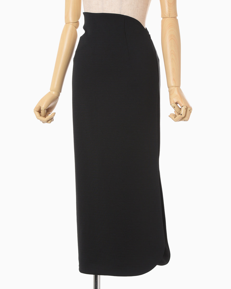 スカート Grain Finish Asymmetric Skirt - black Mame Kurogouchi：Grain Finish Asymmetric Skirt - BLACK