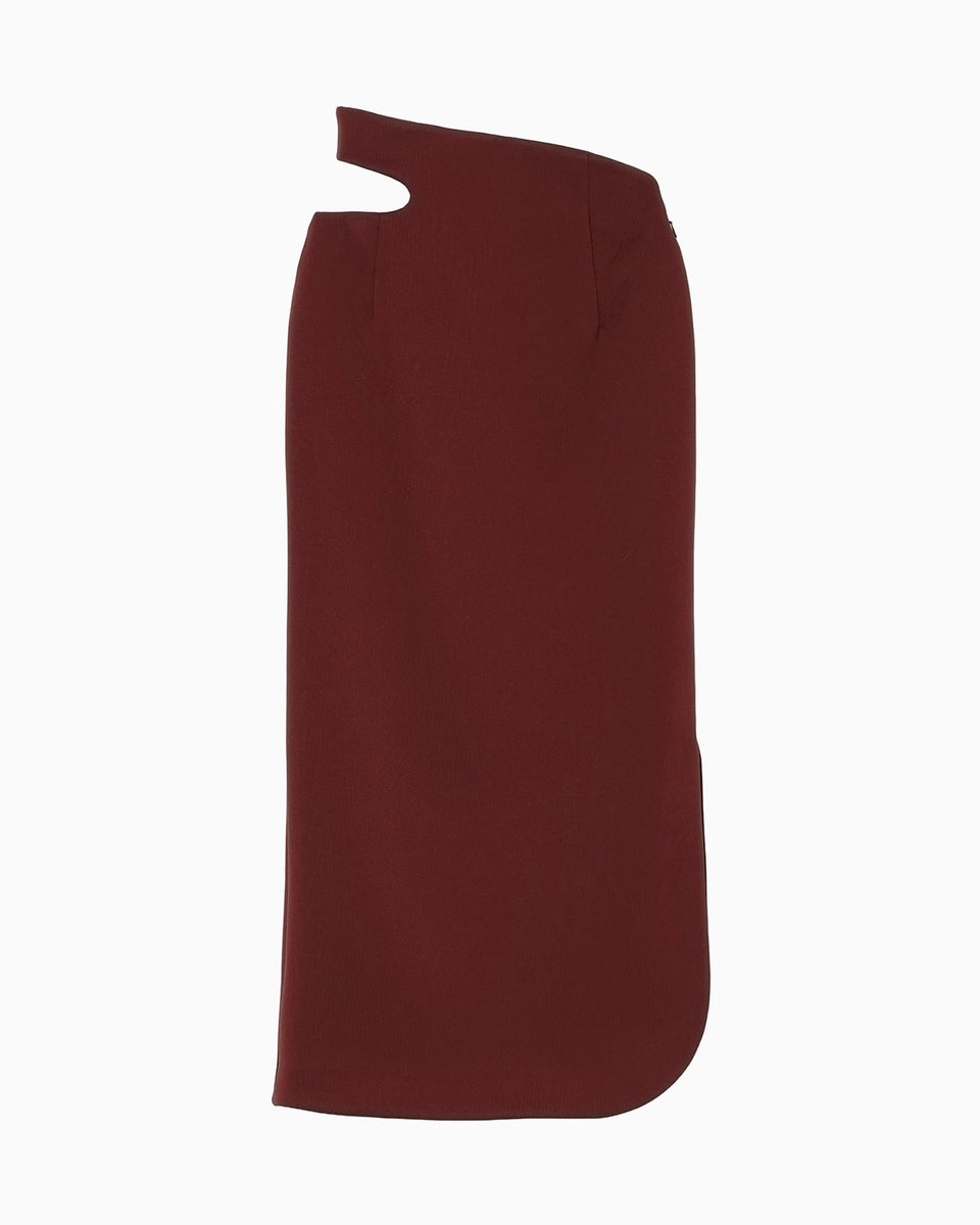 Double Jersey Asymmetric Skirt - bordeaux - Mame Kurogouchi