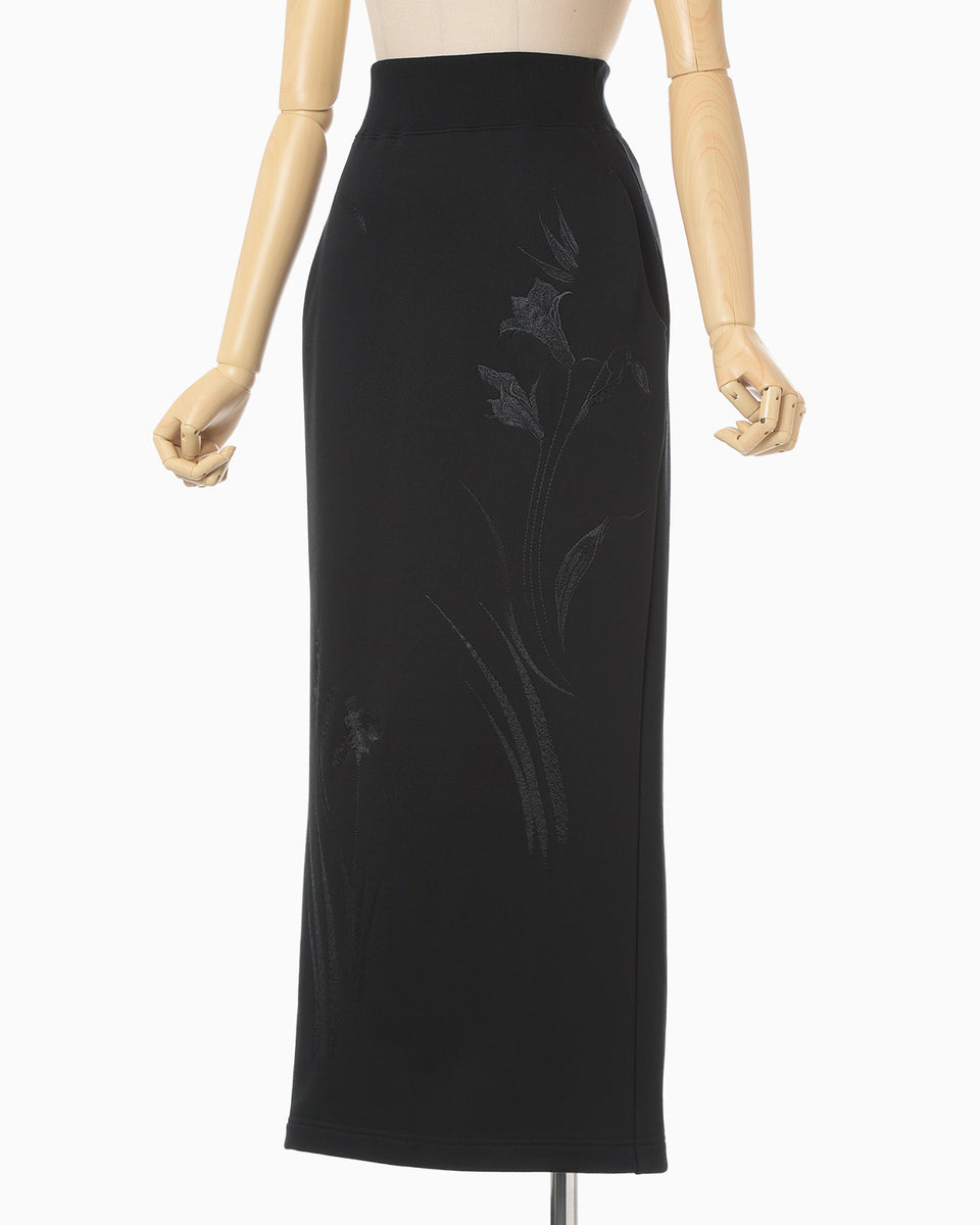 Floral Motif Embroidered Sweater Skirt - black - Mame Kurogouchi Floral Motif Embroidered Sweater Skirt - black - Mame Kurogouchi