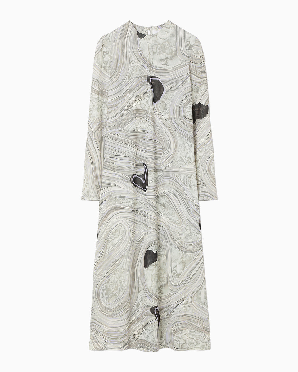 ワンピース mame Marble Print Jersey Dress Grey 1 Marble Print Jersey Dress - grey - Mame Kurogouchi