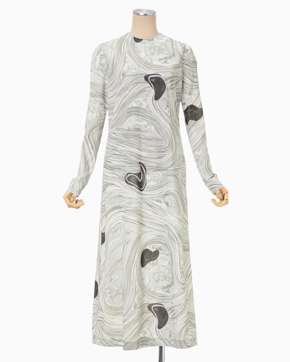 Marble Print Jersey Dress - grey - Mame Kurogouchi