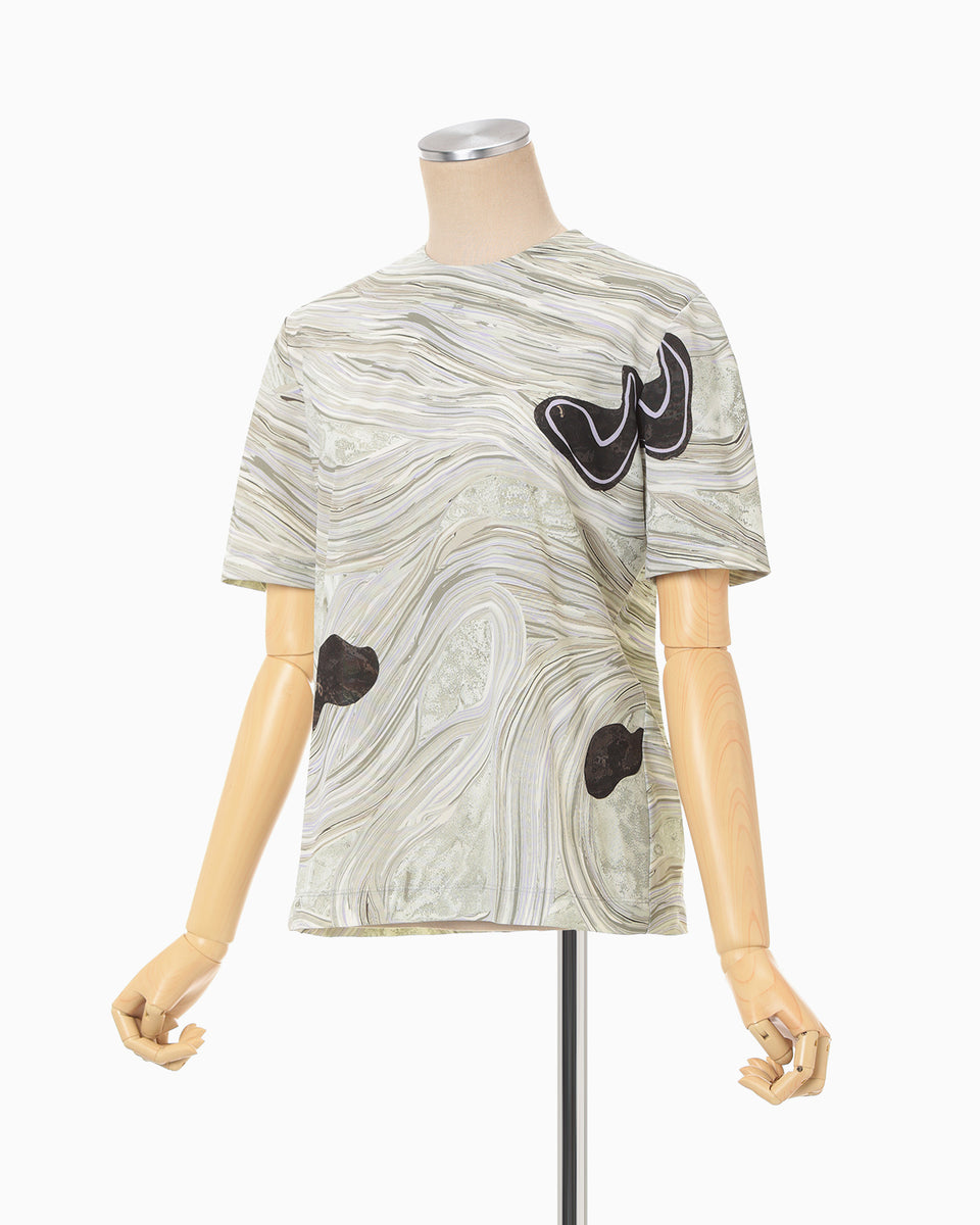 まめページ Mame Kurogouchi/マメ】Marble Print Jersey High Neck Top