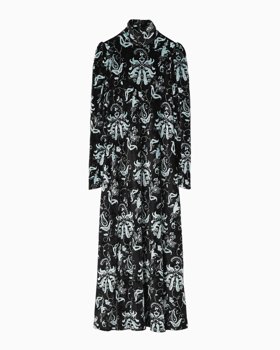 Velour Jersey High Neck Dress - black - Mame Kurogouchi