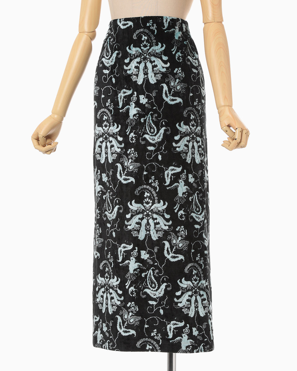 Velour Jersey I-Line Skirt - black - Mame Kurogouchi