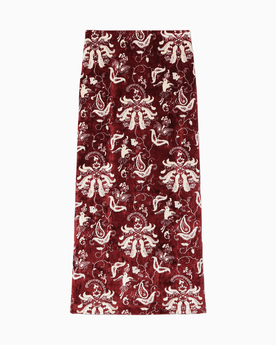 Velour Jersey I-Line Skirt - red - Mame Kurogouchi