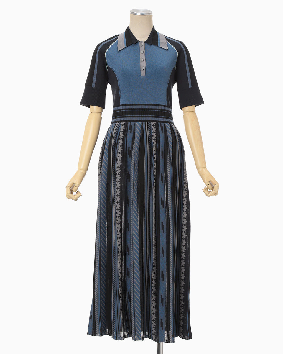 Mame Kurogouchi♡ GEOMETRIC PATTERN KNITTED DRESS MM25FW-KN008NV-02_54ee5ce7-