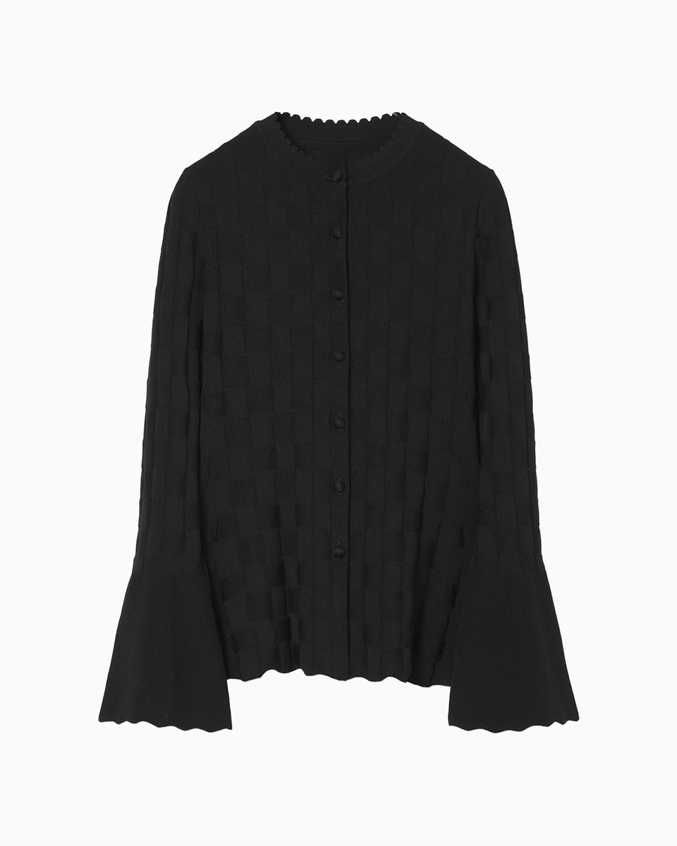 Links Stitch Knitted Cardigan - black - Mame Kurogouchi