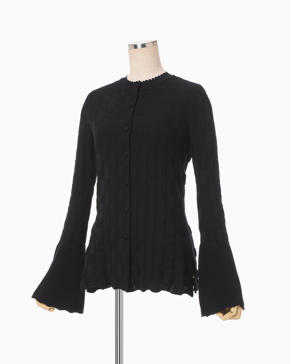 春花っちm Links Stitch Knitted Cardigan - black - Mame Kurogouchi