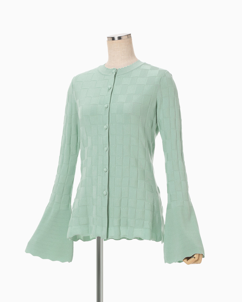 Links Stitch Knitted Cardigan - light green - Mame Kurogouchi