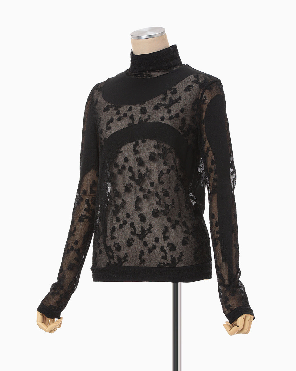 まうまう Knitted High Neck Top - black - Mame Kurogouchi