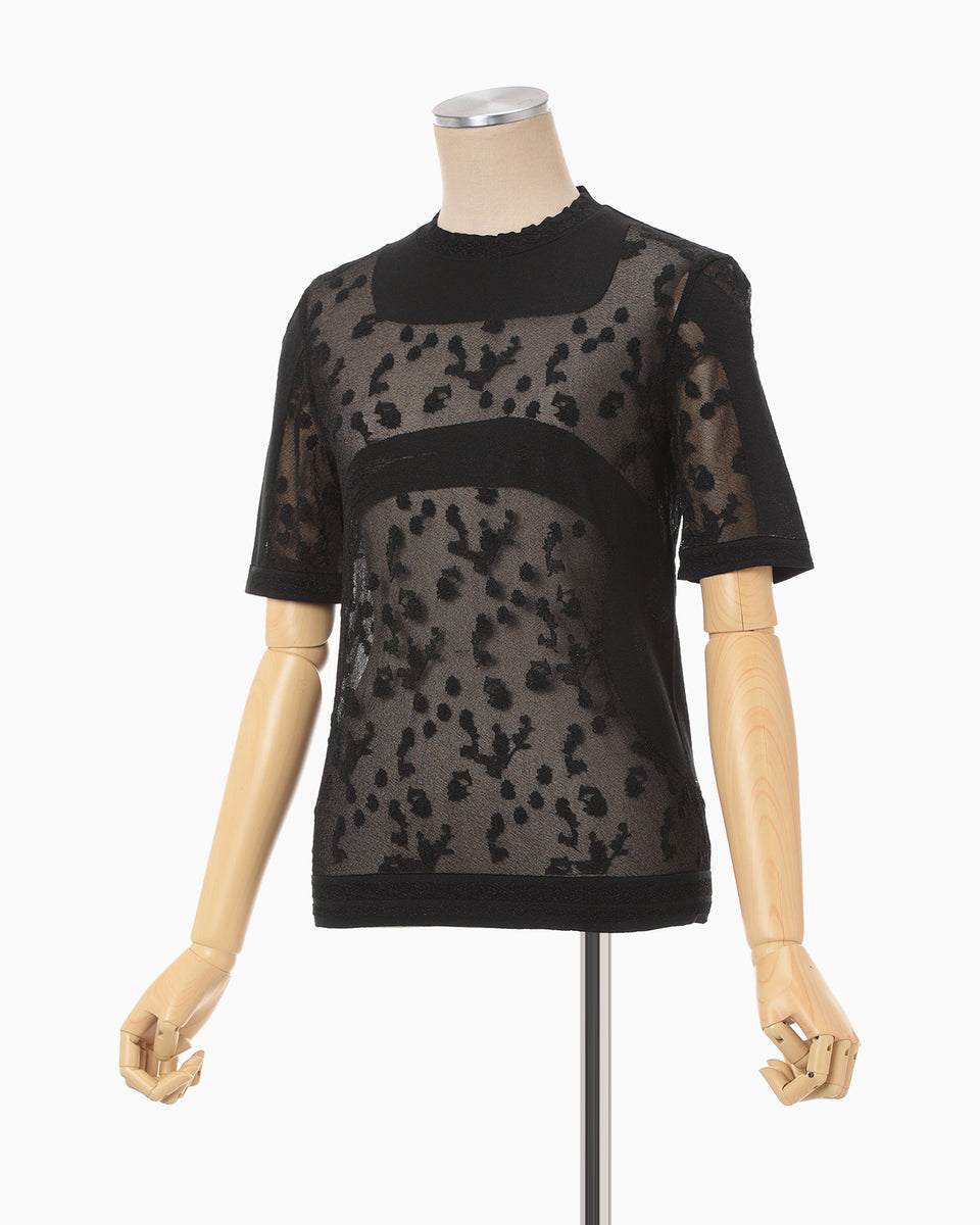 う*様 【即完品】Mame Kurogouchi Hole Knitted T Knitted Crew Neck Top - black - Mame Kurogouchi