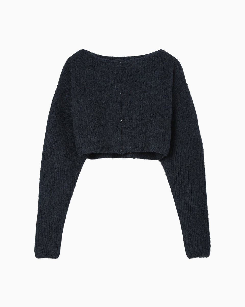 Silk Knited Cardigan - navy - Mame Kurogouchi