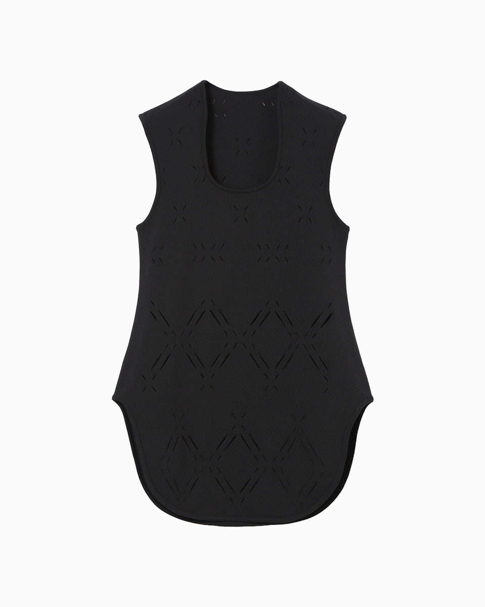 Eyelet Sleeveless Knitted Top - black - Mame Kurogouchi Eyelet Sleeveless Knitted Top - black - Mame Kurogouchi