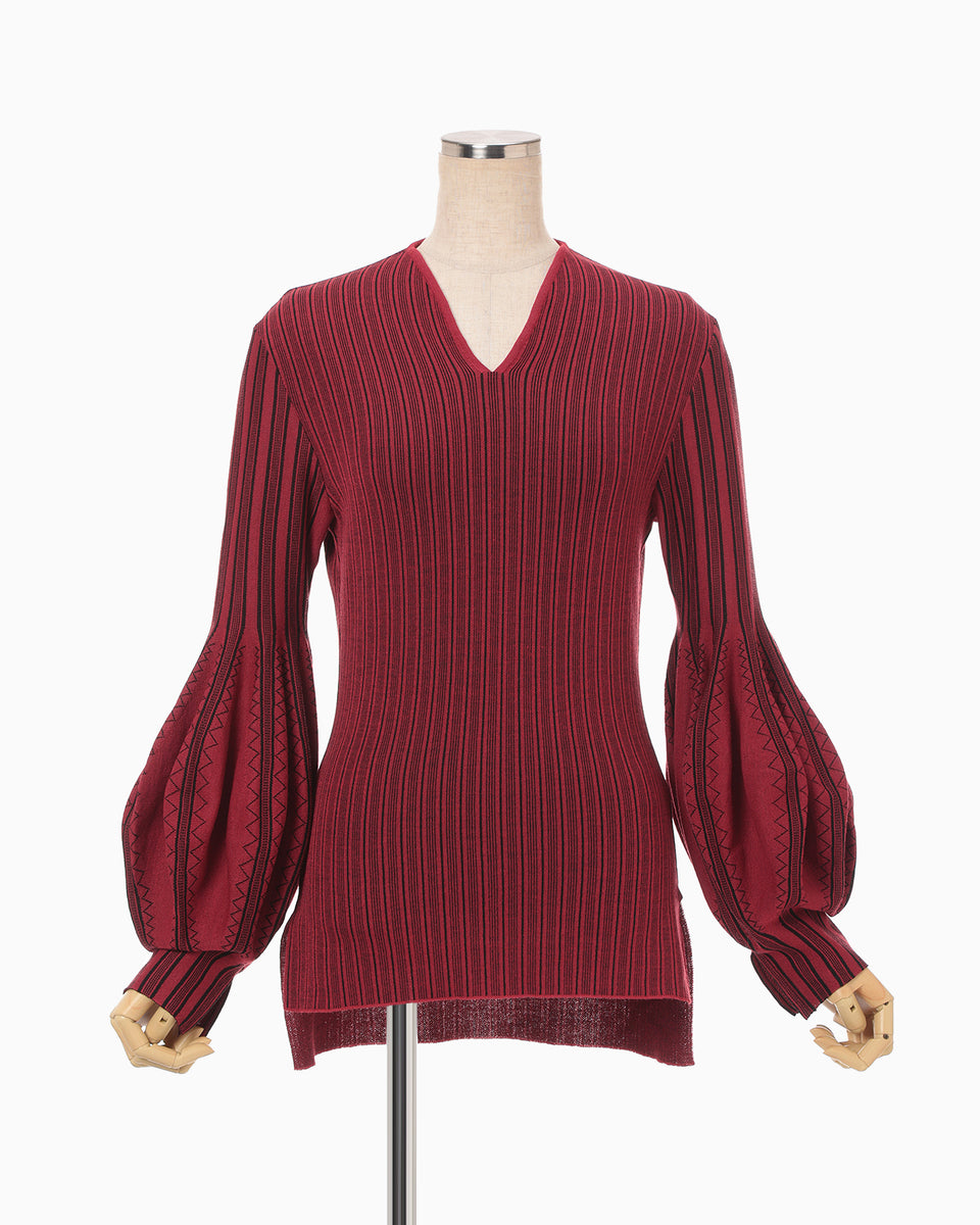 みい Asymmetric Knitted Volume Top - red - Mame Kurogouchi