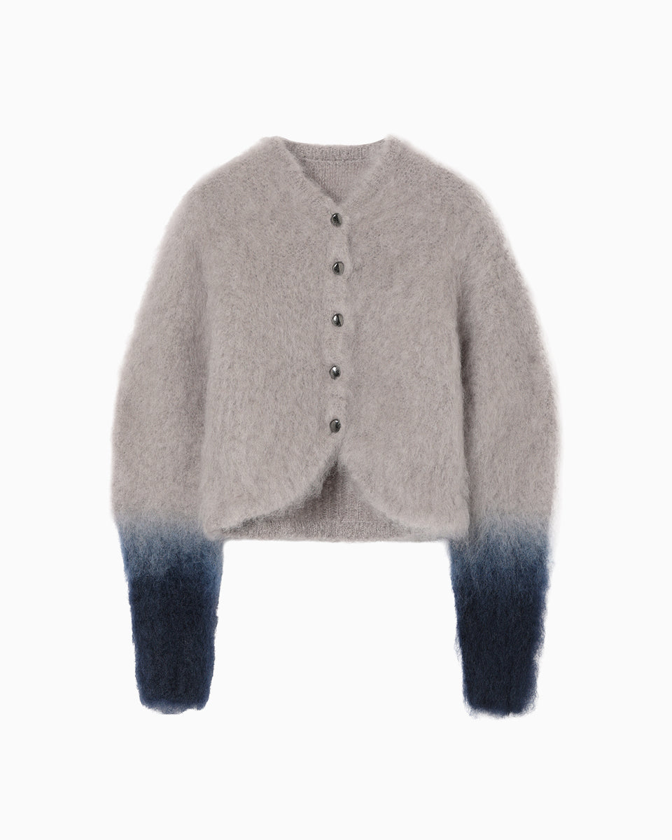 Fur Knitted Cardigan - grey - Mame Kurogouchi