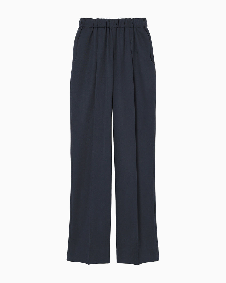 Wool Venetian Trousers - navy - Mame Kurogouchi