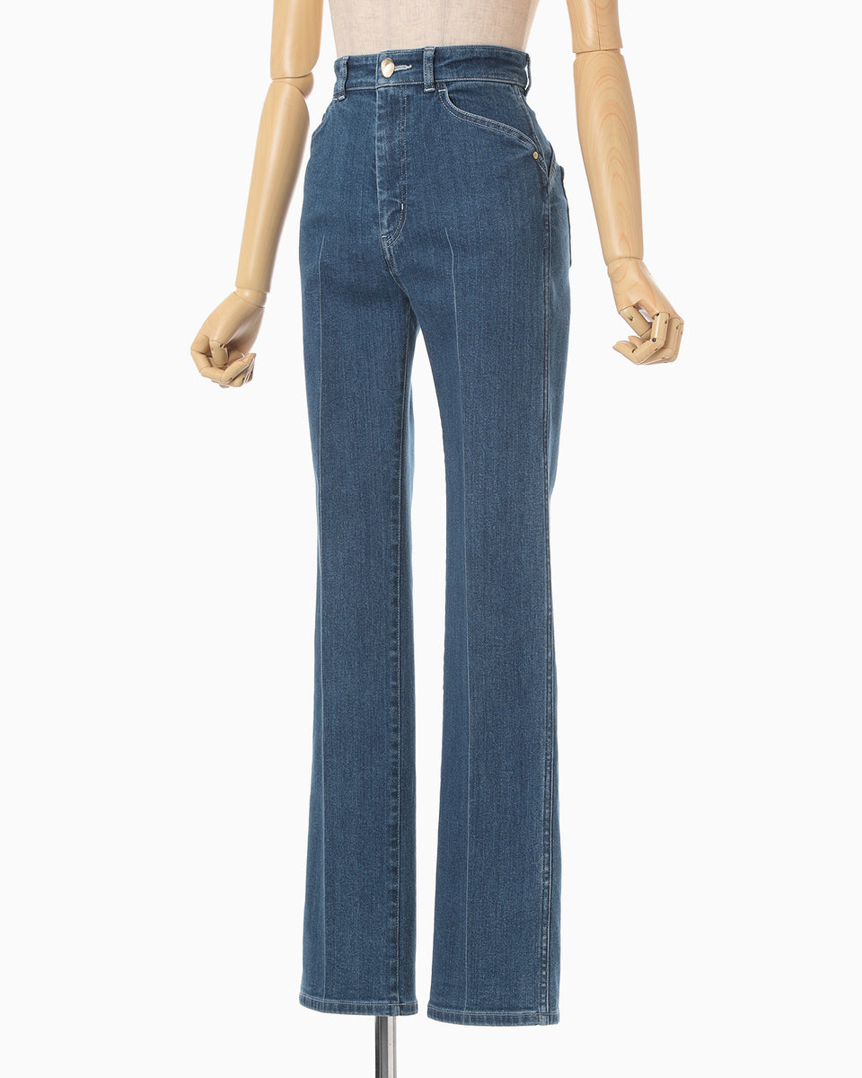 Stretch Straight Cut Jeans - blue - Mame Kurogouchi