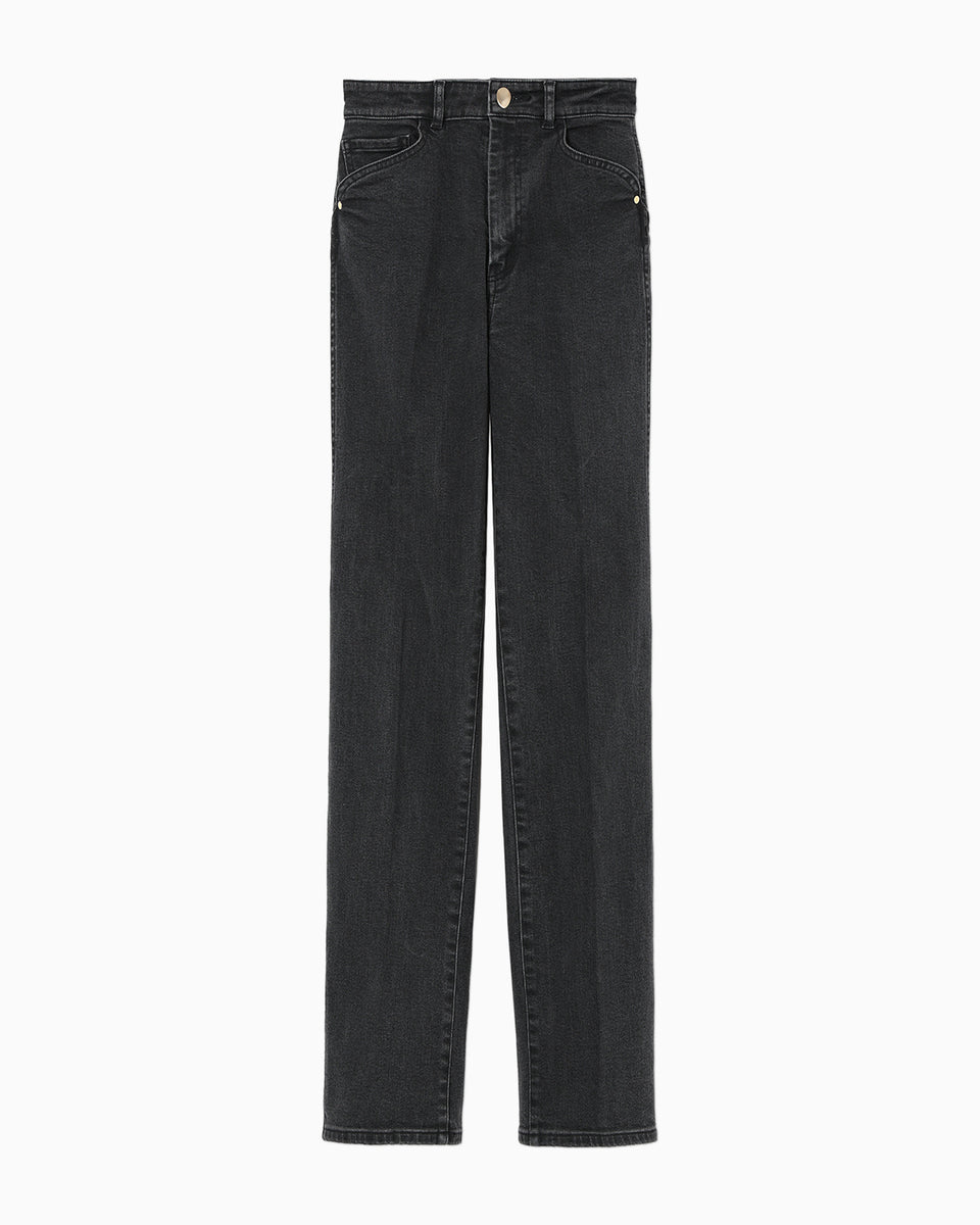 Stretch Straight Cut Jeans - grey - Mame Kurogouchi