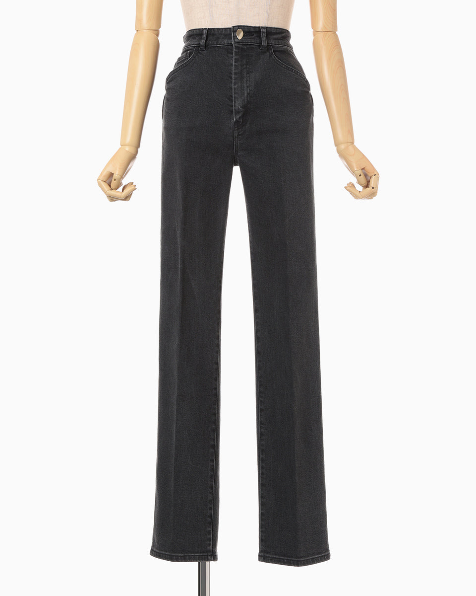 Stretch Straight Cut Jeans - grey - Mame Kurogouchi
