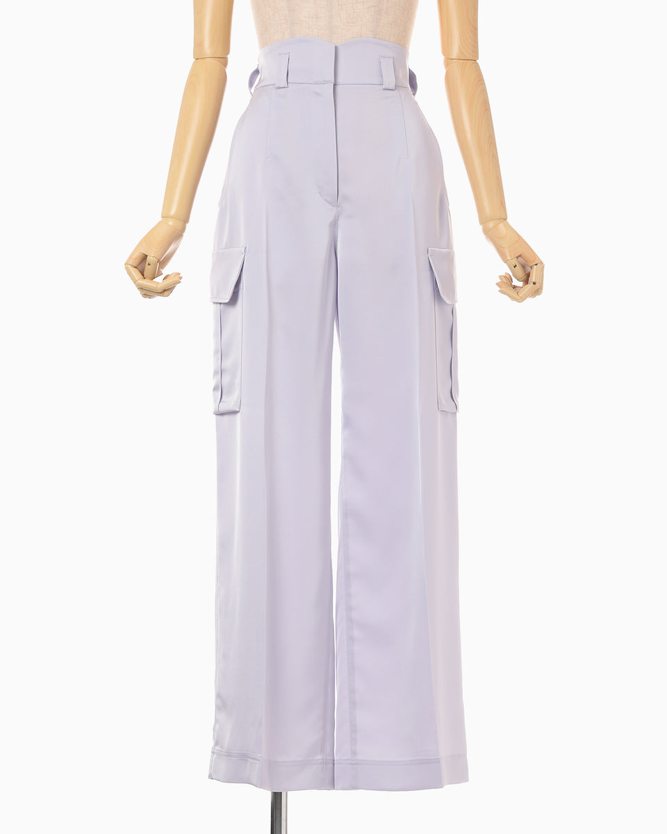 tms485です Triacetate Satin High Waisted Cargo Trousers - purple - Mame
