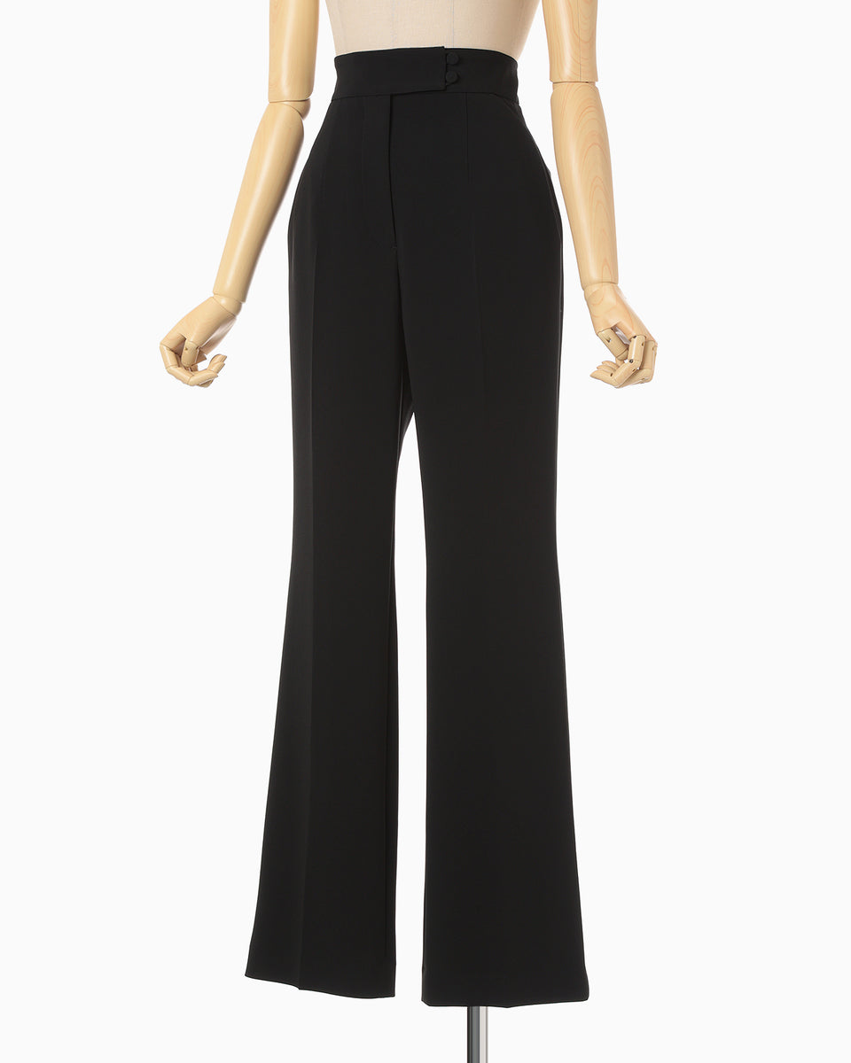 Acetate Polyester High Waisted Center Creased Suit Trousers
