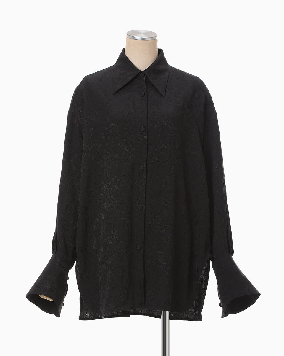 Floral Jacquard Shirt - black - Mame Kurogouchi