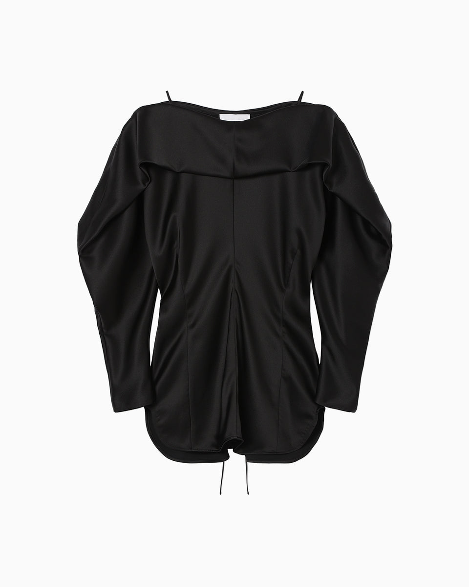 Embossed Leather Motif Triacetate Top - black - Mame Kurogouchi