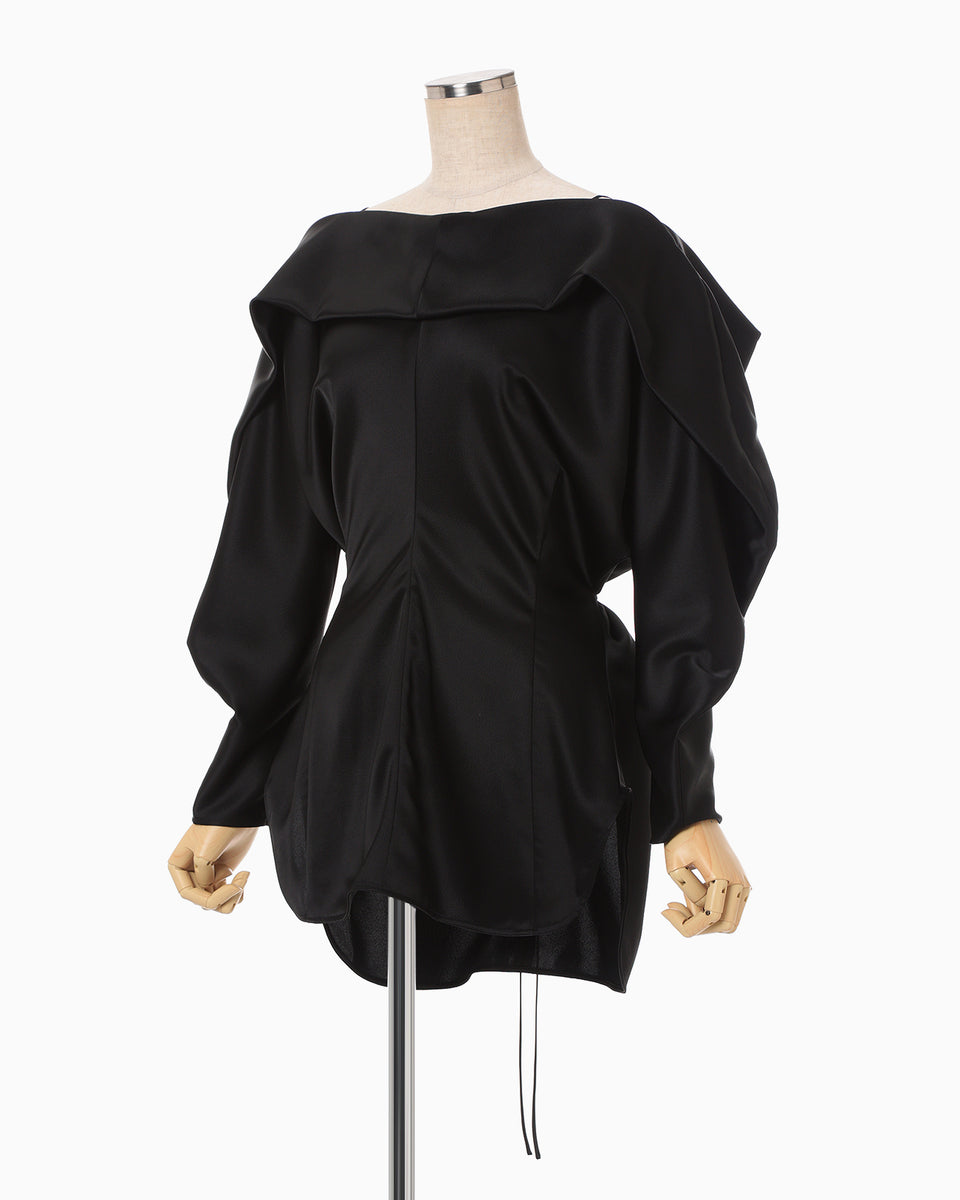Embossed Leather Motif Triacetate Top - black - Mame Kurogouchi