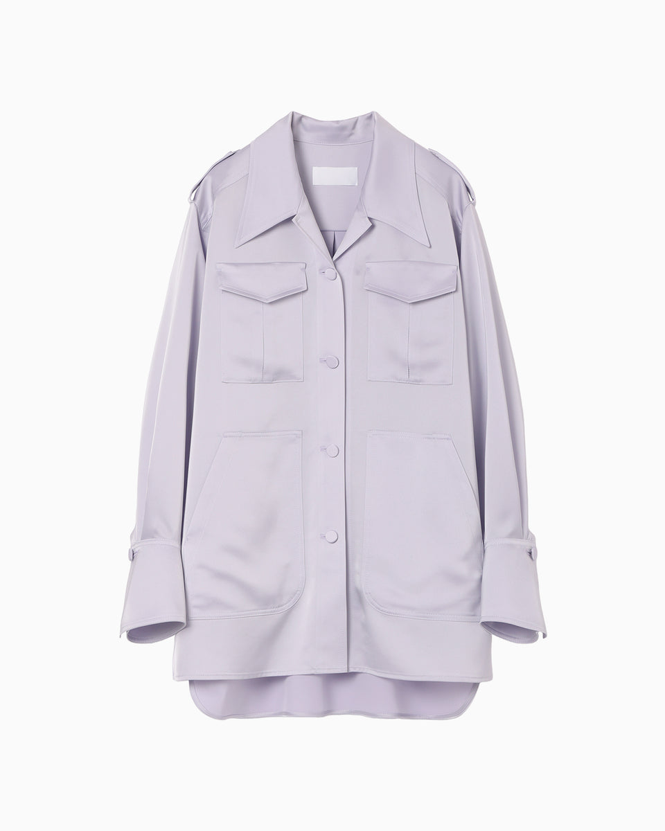 Triacetate Satin Military Style Jackt - purple - Mame Kurogouchi