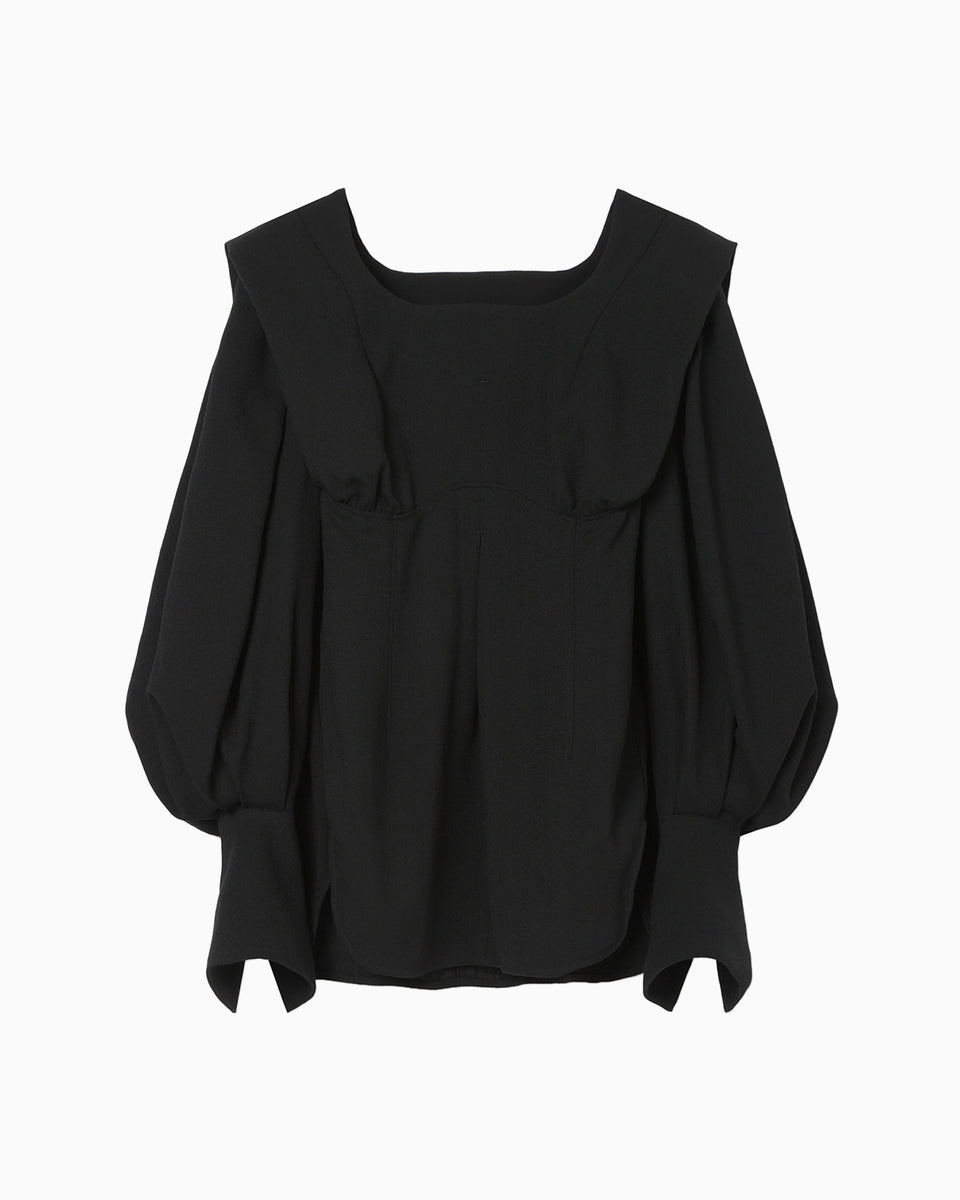 Wool Georgette Top - black - Mame Kurogouchi