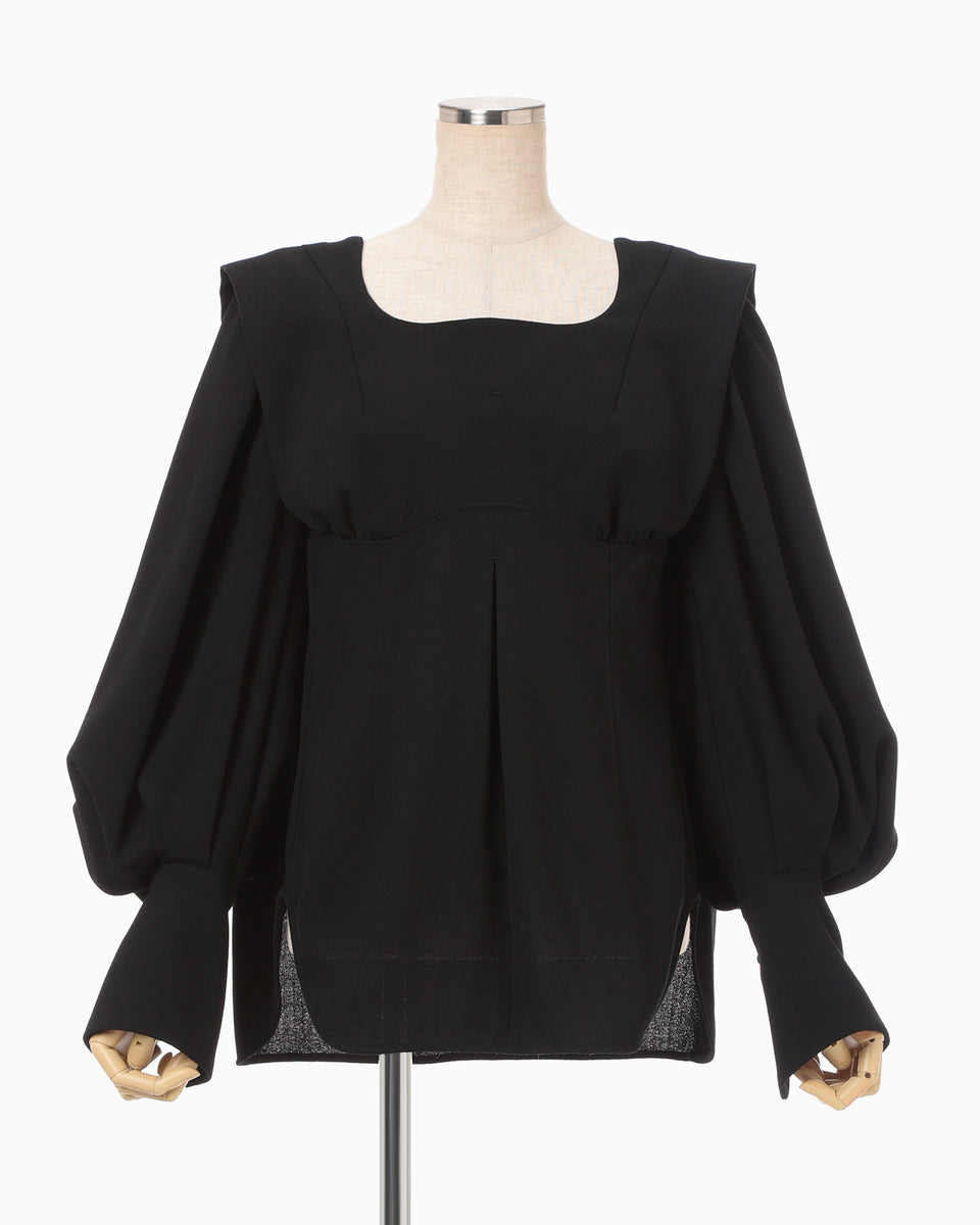 Wool Georgette Top - black - Mame Kurogouchi