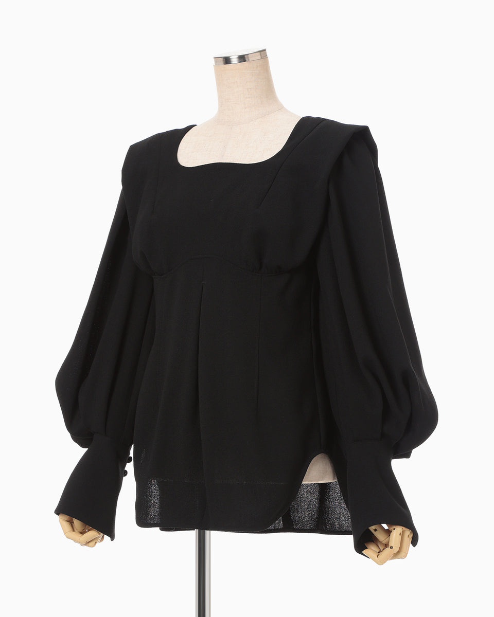 Wool Georgette Top - black - Mame Kurogouchi