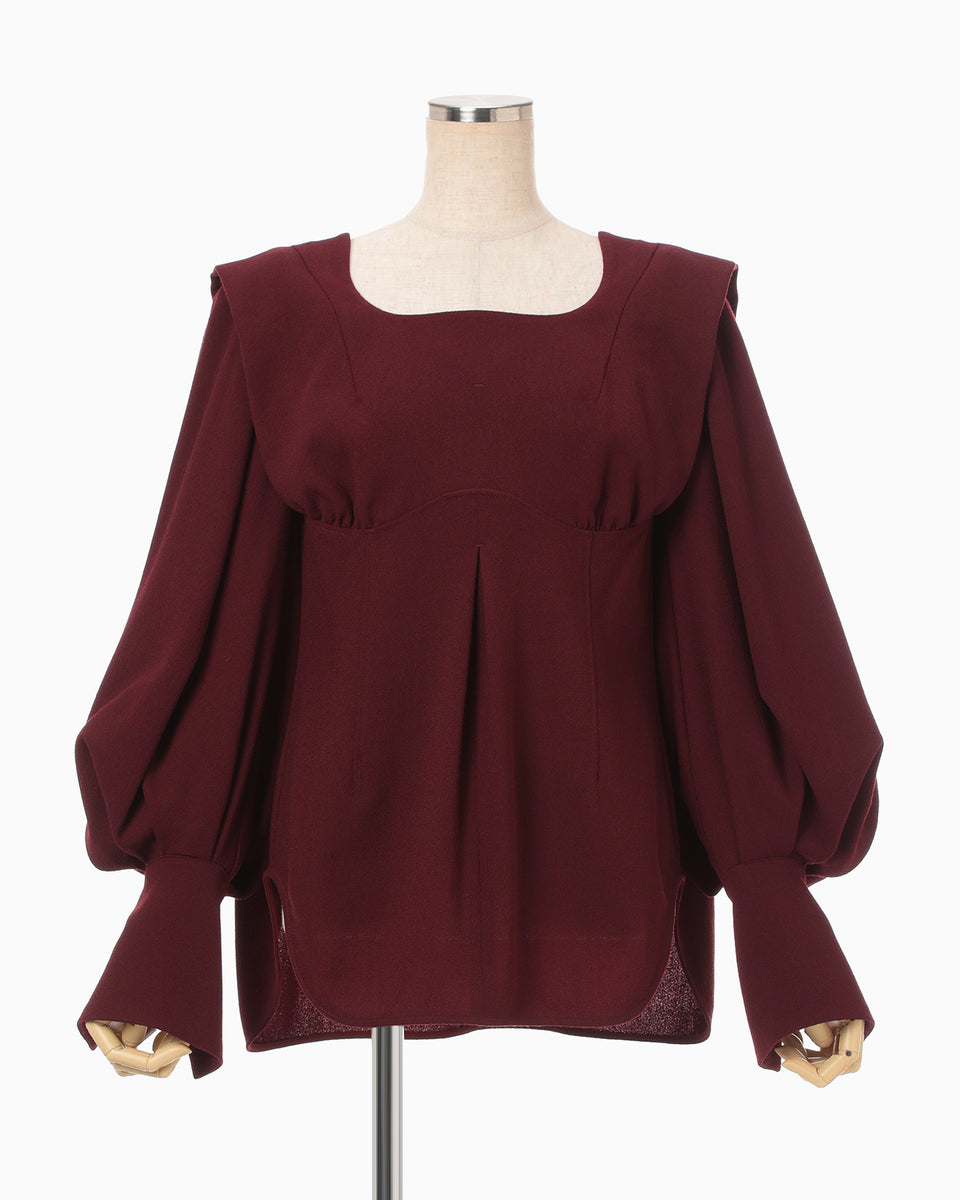 Wool Georgette Top - bordeaux - Mame Kurogouchi