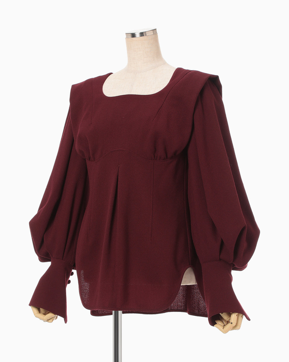 Wool Georgette Top - bordeaux - Mame Kurogouchi