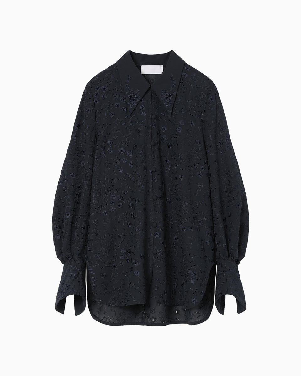 トップス Triacetate Floral Embroidery Blouse Triacetate Floral Embroidery