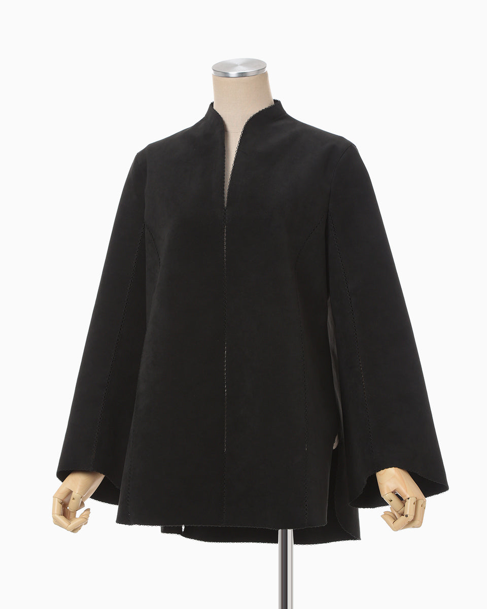 minxfoams様② Synthetic Leather Fancy Ftitch Top - black × black - Mame