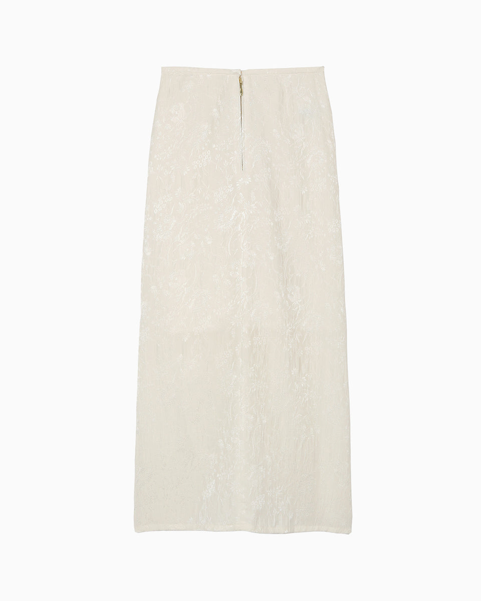 Floral Jacquard Back Drape Skirt - ecru - Mame Kurogouchi