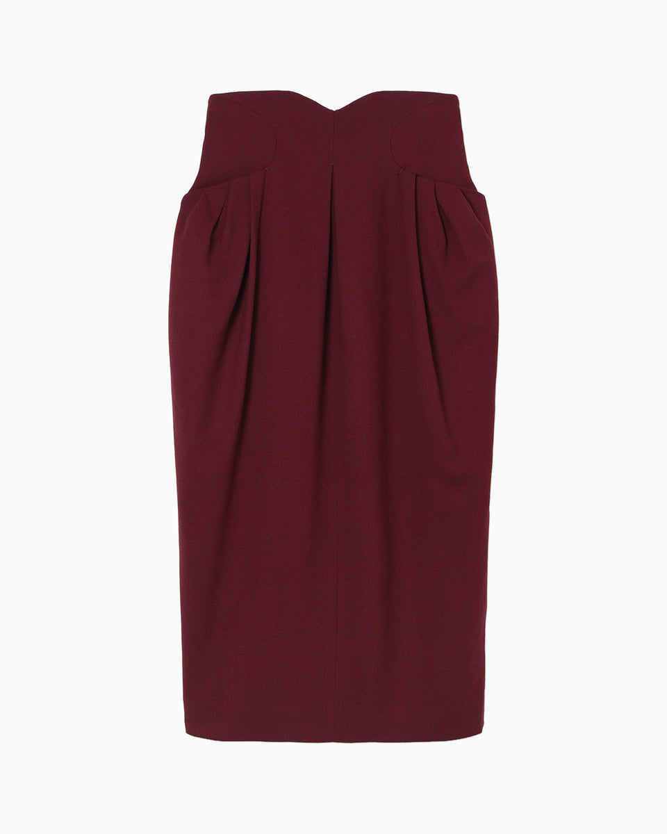 Wool Georgette High Waisted Skirt - bordeaux - Mame Kurogouchi