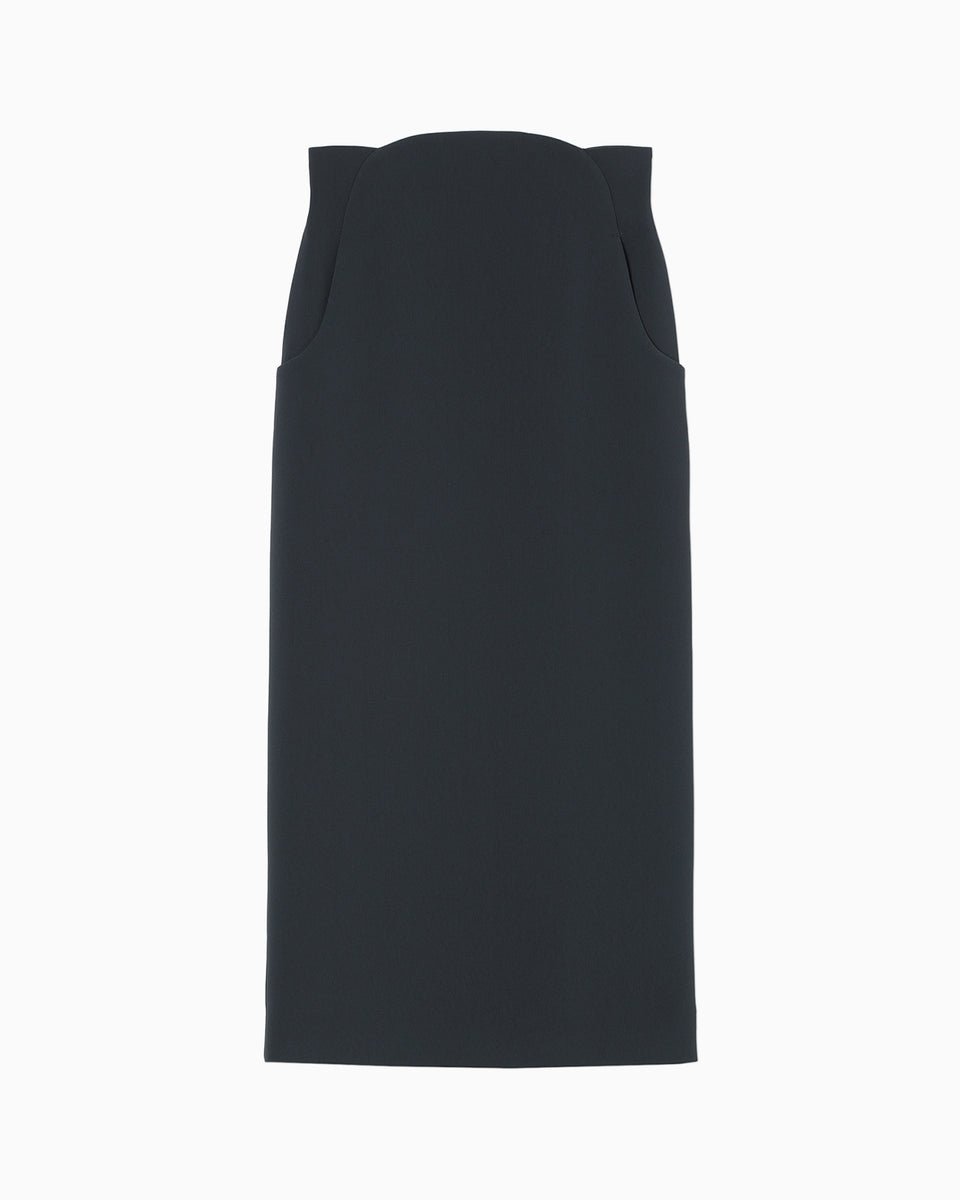 Acetate Polyester High Waisted Skirt - navy - Mame Kurogouchi