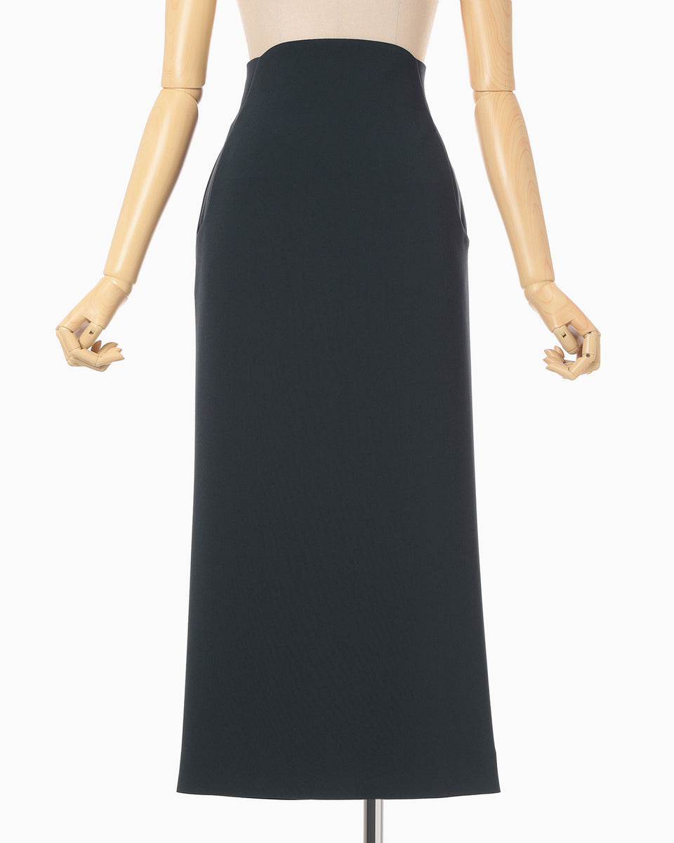 Acetate Polyester High Waisted Skirt - navy - Mame Kurogouchi