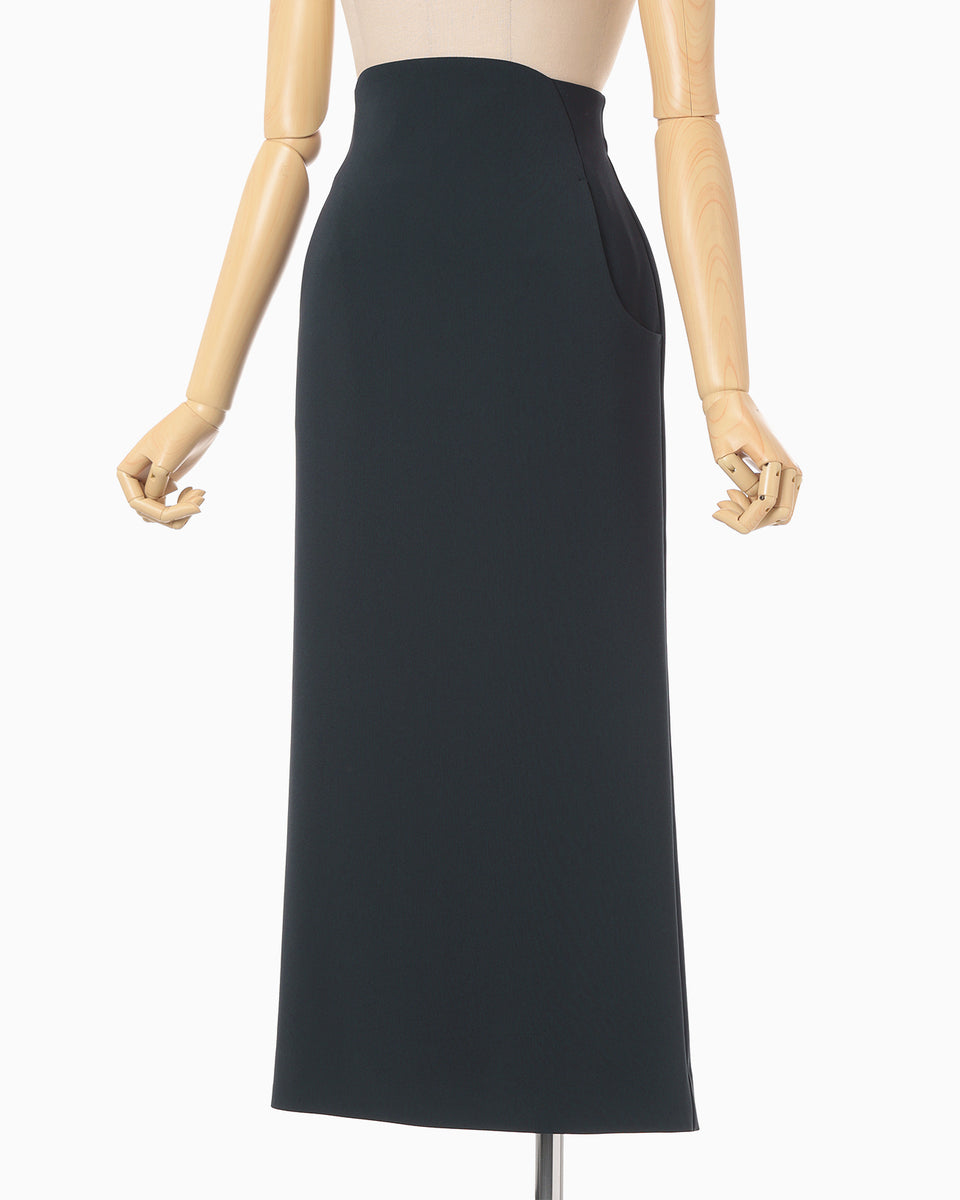 Acetate Polyester High Waisted Skirt - navy - Mame Kurogouchi