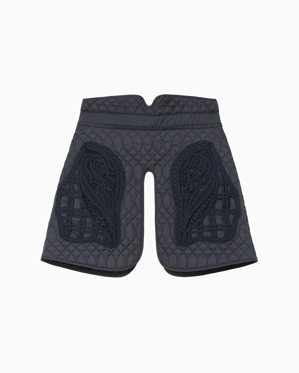 Cording Embroidery Quilted Wrapped Skirt - navy - Mame