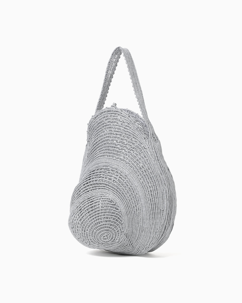 Cording Embroidery Round Shape Bag - silver - Mame Kurogouchi