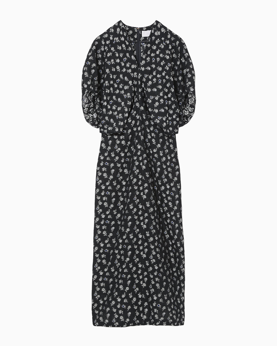 Mame Kurogouchi(マメ) V-Neck Tucked Wool Dress - YAMAROKU