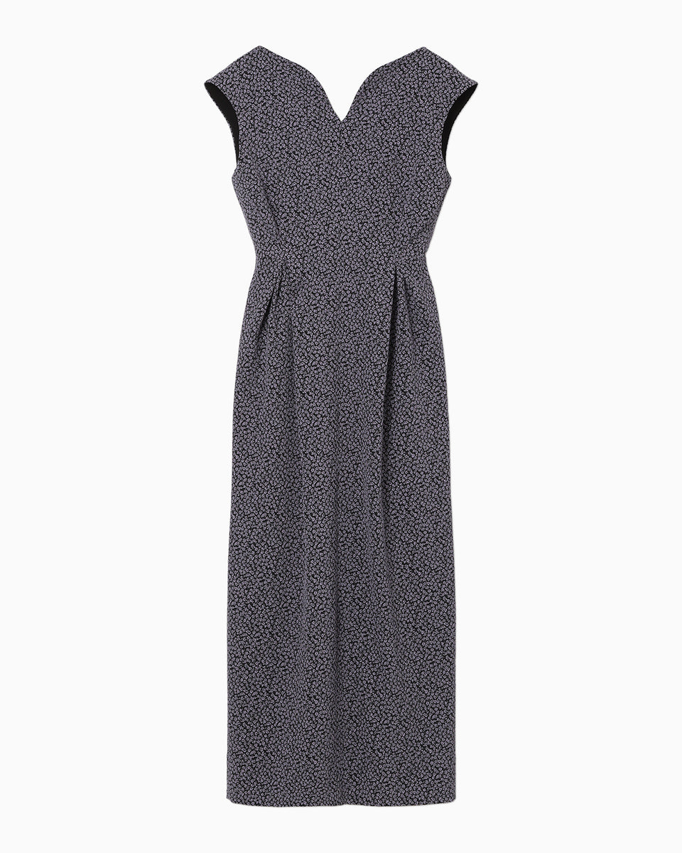 Micro Floral Jacquard Dress - purple - Mame Kurogouchi