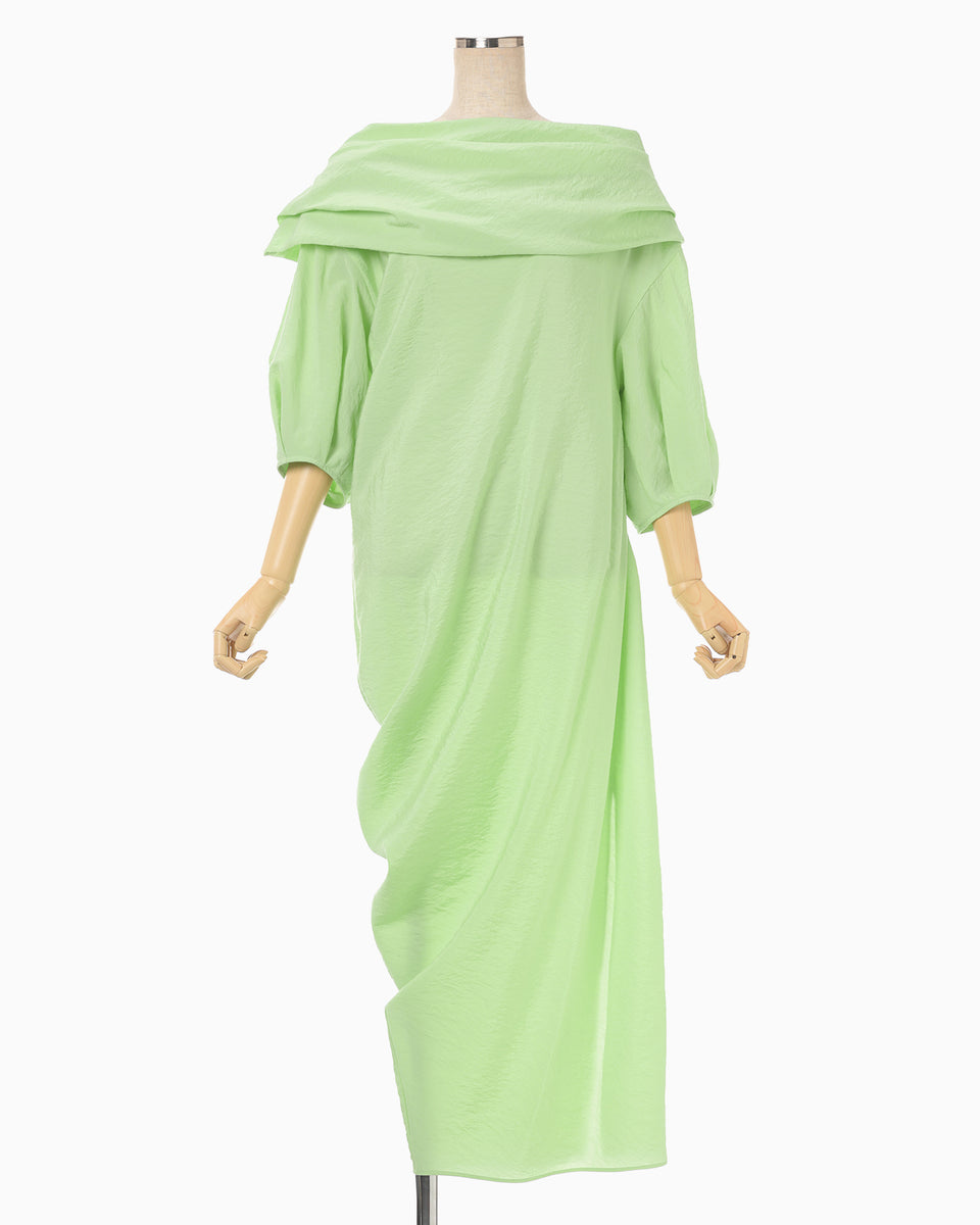 【在庫あり】 Collar Wide Drape Volume Dress Kurogouchi Mame - green light - ぬいぐるみ